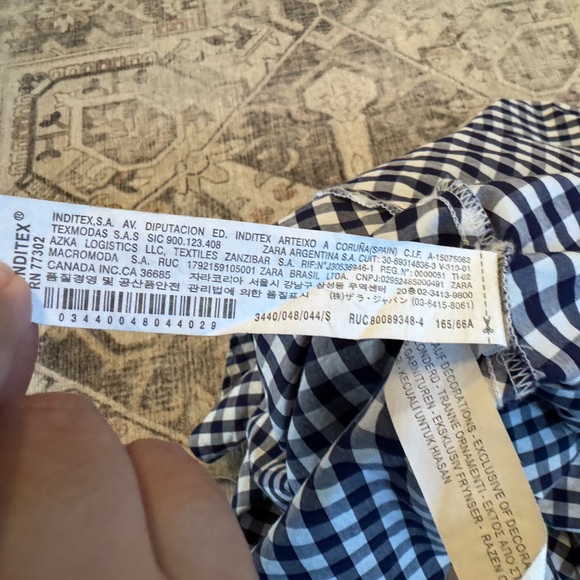 Zara Gingham Check, Cottage Core Blue & White Midi Maxi Skirt, Size Small - Picture 8 of 10